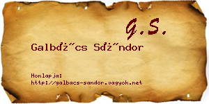 Galbács Sándor névjegykártya